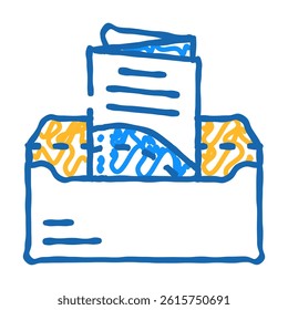 sending booklet in envelope by mail doodle icon sketch vector. sending booklet in envelope by mail sign. isolated symbol illustration