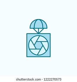 sending with cameras  field outline icon on light background