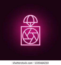 sending with cameras icon. Elements of Drones in neon style icons. Simple icon for websites, web design, mobile app, info graphics