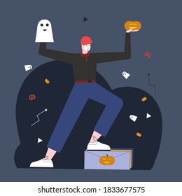 SENDING CONGRATULATIONS to Halloween. Illustration for web page.
