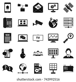 Sending data icons set. Simple set of 25 sending data vector icons for web isolated on white background