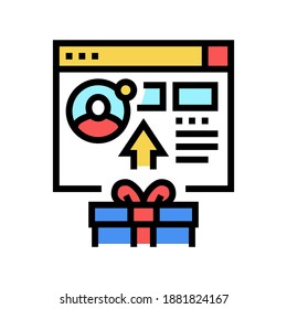 sending digital gift color icon vector. sending digital gift sign. isolated symbol illustration
