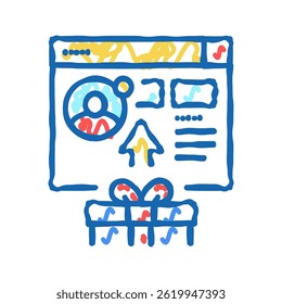 sending digital gift doodle icon sketch vector. sending digital gift sign. isolated symbol illustration