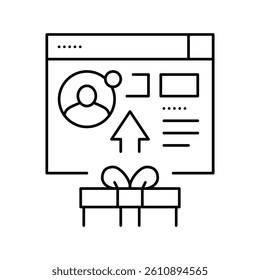 sending digital gift line icon vector. sending digital gift sign. isolated contour symbol black illustration