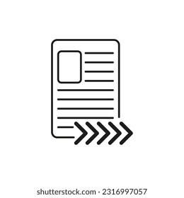 Sending document line icon. Sharing transfer document. Vector illustration. stock image.