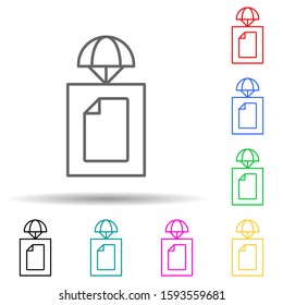 sending a document multi color style icon. Simple thin line, outline vector of drones icons for ui and ux, website or mobile application
