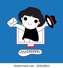 Sending Electronic Mails Character Icon SYmbol illustration