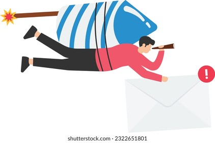 Sending email to communicate with client or customer, Subscription newsletter automation, Online advertising or mailing list service, Hero deliver big email envelope
