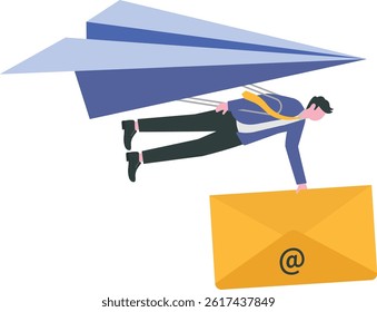 Sending email to communicate with client or customer, subscription newsletter automation, online advertising or mailing list service concept,

