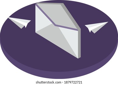 Enviando correo electrónico, ilustración, vector sobre fondo blanco.
