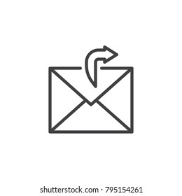Sending email line icon, outline vector sign, linear style pictogram isolated on white. Outgoing mail symbol, logo illustration. Editable stroke