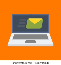 Sending email on laptop icon