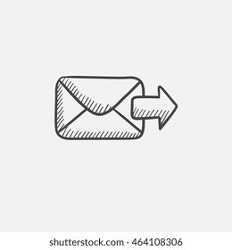 Enviando un icono de esbozo de correo electrónico para web, móvil e infografía. Icono aislado del vector dibujado a mano.