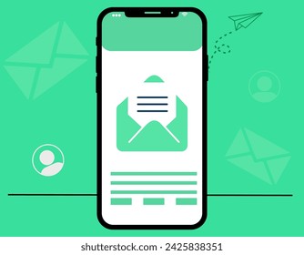 Sending email in smartphone vector illustration 