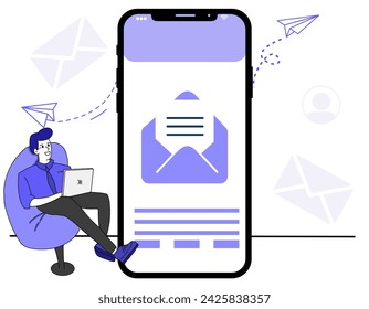 Sending email in smartphone vector illustration 
