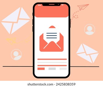 Sending email in smartphone vector illustration 