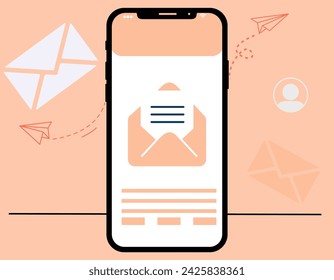 Sending email in smartphone vector illustration 