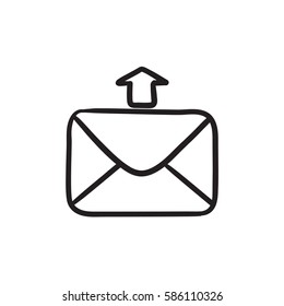 Sending Email Vector Sketch Icon Isolated On Background. Hand Drawn Sending Email Icon. Sending Email Sketch Icon For Infographic, Website Or App.