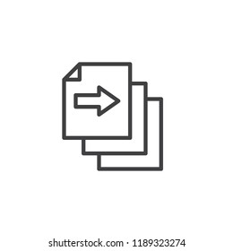 Sending file document outline icon. linear style sign for mobile concept and web design. Share documents line vector icon. Symbol, logo illustration. Pixel perfect vector graphics