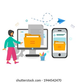 sending file flat illustratioin vector graphic