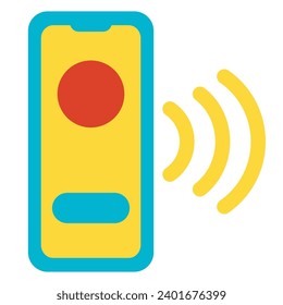 Sending files over wifi from mobile phone. Transferring data from smartphone, business process organization flat symbol. Simple flat color icon isolated on white background