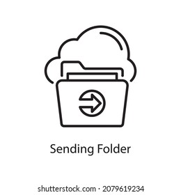 Ilustración de diseño de iconos del contorno del vector de la carpeta de envío. Símbolo de aplicación web y móvil sobre archivo EPS 10 de fondo blanco