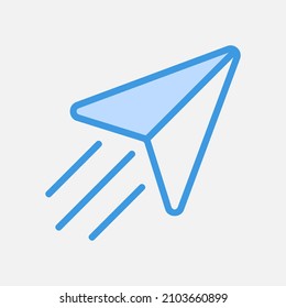Sending icon in blue style about social media, use for website mobile app presentation