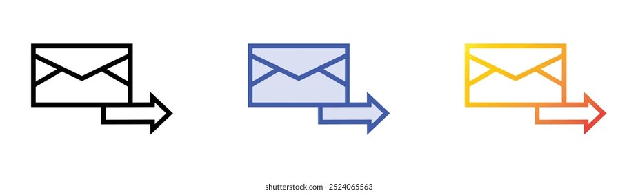 sending icon. Linear, Blue Fill and Gradient Style Design Isolated On White Background