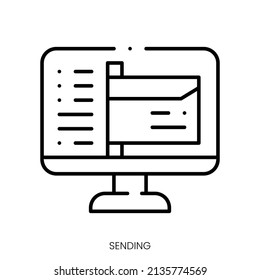 sending icon. Linear style sign isolated on white background. Vector illustration.