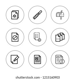 Sending icon set. collection of 9 outline sending icons with file icons. editable icons.