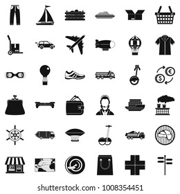 Sending icons set. Simple style of 36 sending vector icons for web isolated on white background