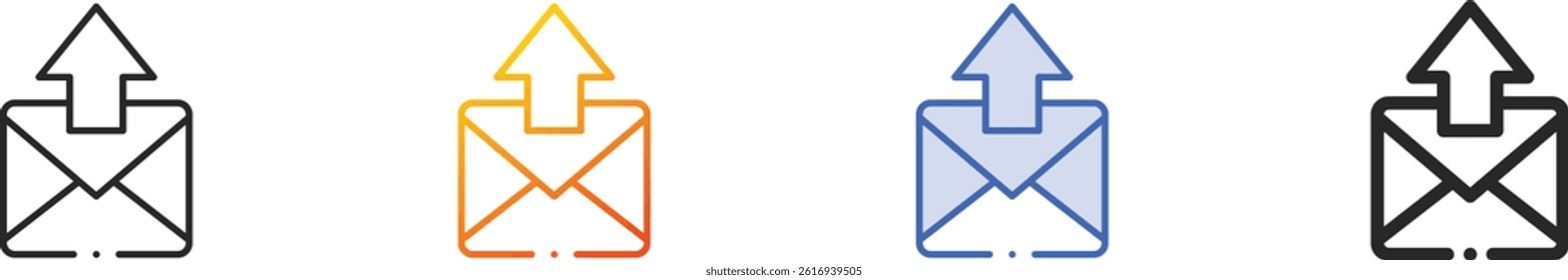 sending icon.Thin Linear, Gradient, Blue Stroke and bold Style Design Isolated On White Background