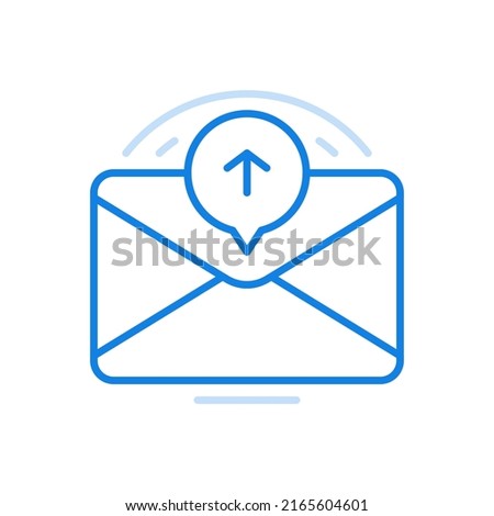 Sending letter by email vector line icon. Closed envelope with arrow in circle. Information letter with important corporate data sent to personal online mailbox commercial correspondence.