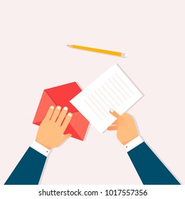 Sending letter. Flat design vector illustration.