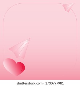 Sending love abstract background. Valentine card frame. Vector illustration outline flat design style.