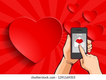 sending love message, abstract background vector illustration.
