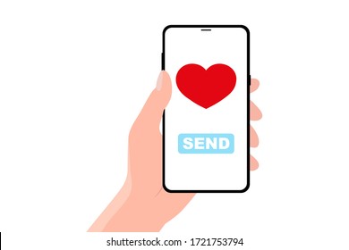 Sending love message concept on white. 