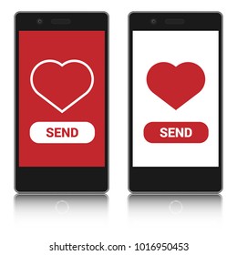 Sending love message concept. two variants.Vector illustration