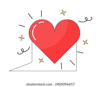 Sending love online 2D linear cartoon object. Romantic confession text message isolated line vector element white background. Will you be my valentine social media color flat spot illustration