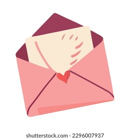 Sending love via e mail, symbol of romance isolated