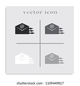 Sending mail flat black and white vector icon.