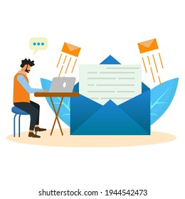 sending mail flat illustratioin vector graphic