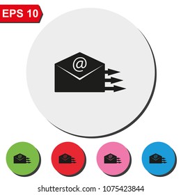 Sending mail flat round colorful vector icon.