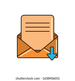 sending mail letter message vector illustration line and fill