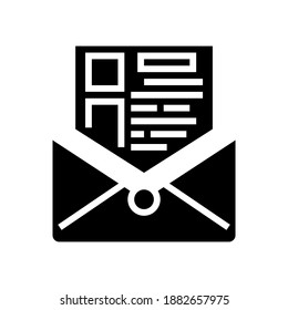 sending mail report glyph icon vector. sending mail report sign. isolated contour symbol black illustration