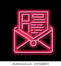 sending mail report neon light sign vector. sending mail report illustration