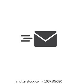 Sending mail vector icon. filled flat sign for mobile concept and web design. Flying Envelope simple solid icon. Send e-mail symbol, logo illustration. Pixel perfect vector graphics