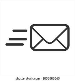 Senden von E-Mail-Vektorsymbol auf weißem Hintergrund
