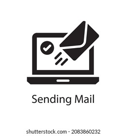 Sending Mail vector Solid Icon Design illustration. Web And Mobile Application Symbol on White background EPS 10 File