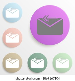 Sending a message badge color set. Simple glyph, flat vector of web icons for ui and ux, website or mobile application